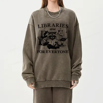 Pagewings Libraries Are For Everyone Unisex Washed Sweatshirt