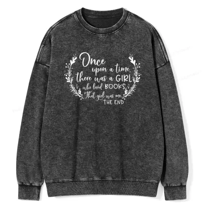 Pagewings There Was A Girl Who Loved Books Unisex Washed Sweatshirt