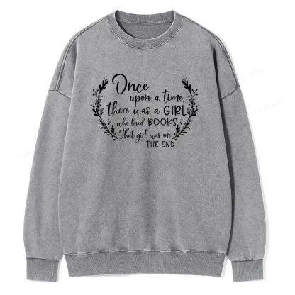 Pagewings There Was A Girl Who Loved Books Unisex Washed Sweatshirt
