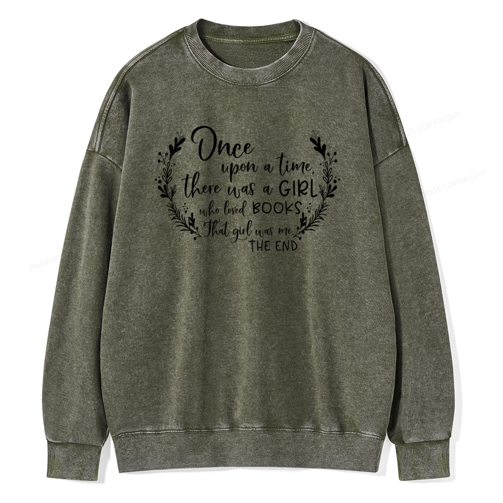 Pagewings There Was A Girl Who Loved Books Unisex Washed Sweatshirt