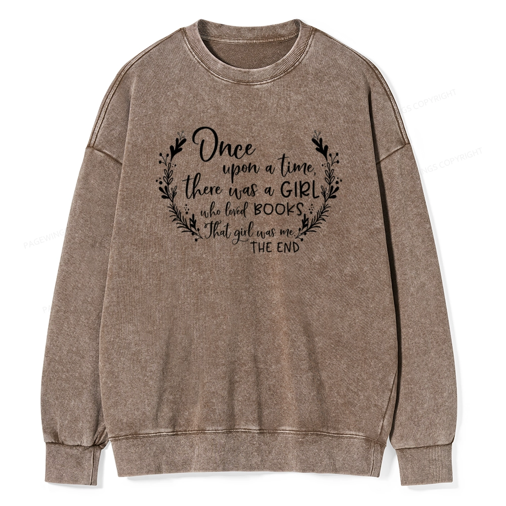 Pagewings There Was A Girl Who Loved Books Unisex Washed Sweatshirt