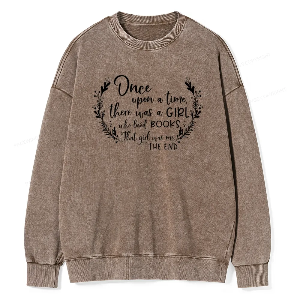 Pagewings There Was A Girl Who Loved Books Unisex Washed Sweatshirt