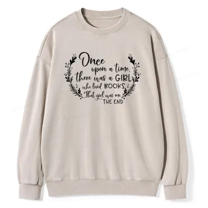 Pagewings There Was A Girl Who Loved Books Unisex Washed Sweatshirt