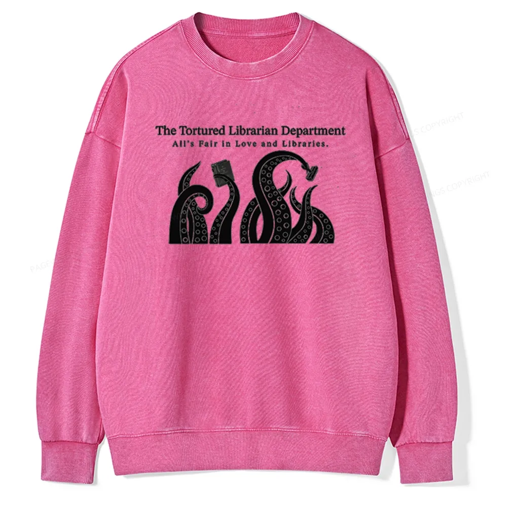 Pagewings The Tortured Librarian Department Unisex Washed Sweatshirt
