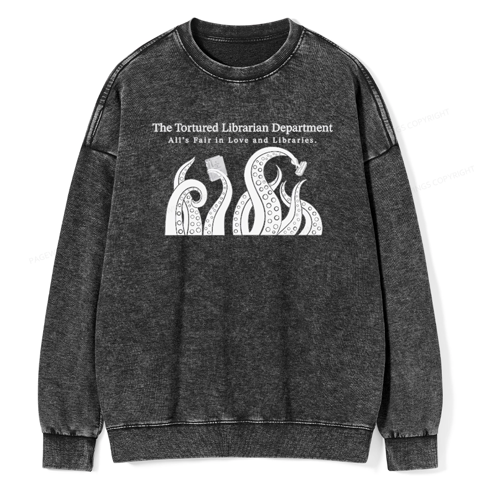 Pagewings The Tortured Librarian Department Unisex Washed Sweatshirt