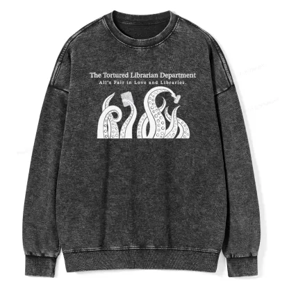 Pagewings The Tortured Librarian Department Unisex Washed Sweatshirt