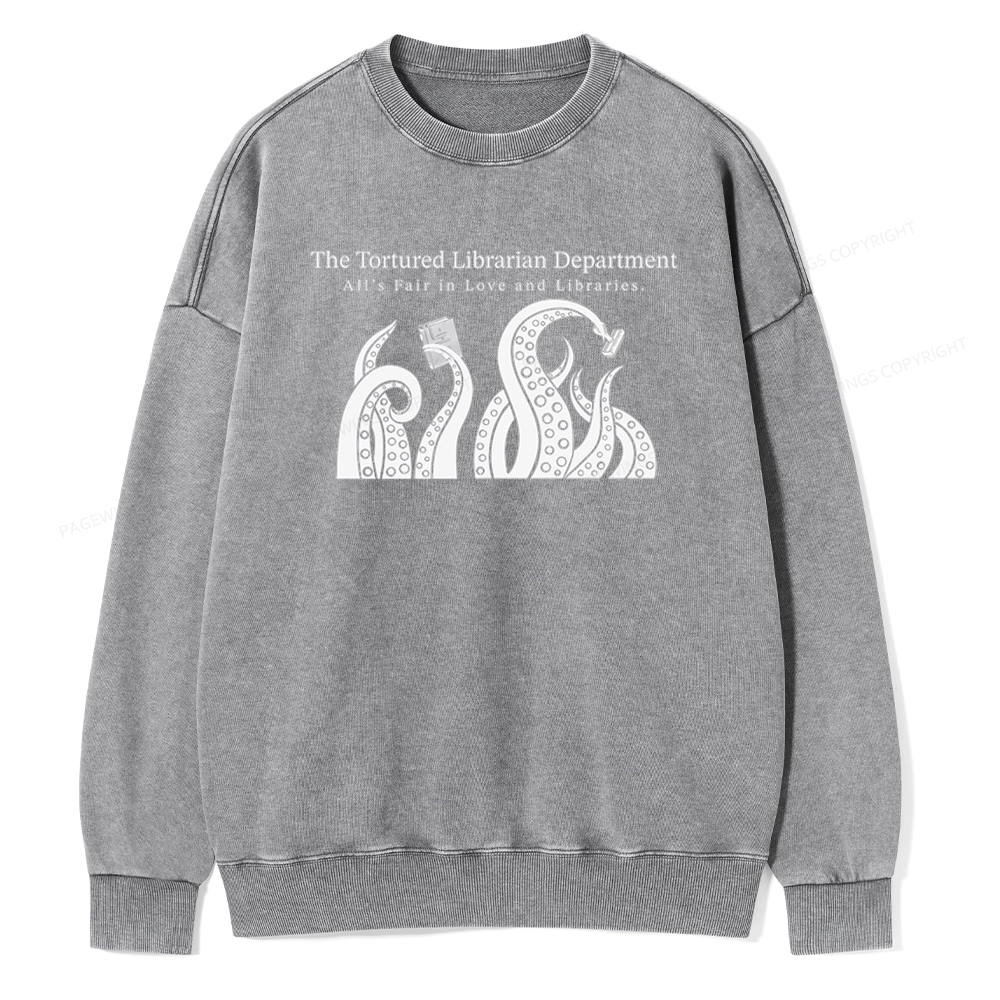 Pagewings The Tortured Librarian Department Unisex Washed Sweatshirt