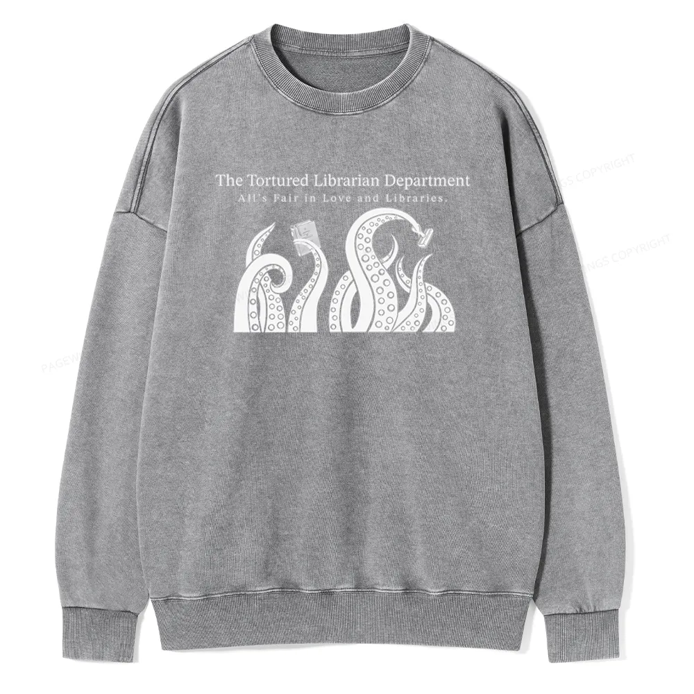Pagewings The Tortured Librarian Department Unisex Washed Sweatshirt