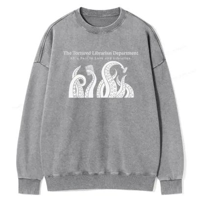 Pagewings The Tortured Librarian Department Unisex Washed Sweatshirt