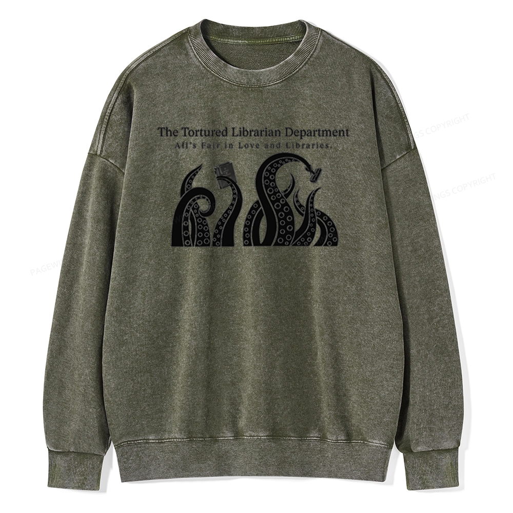 Pagewings The Tortured Librarian Department Unisex Washed Sweatshirt