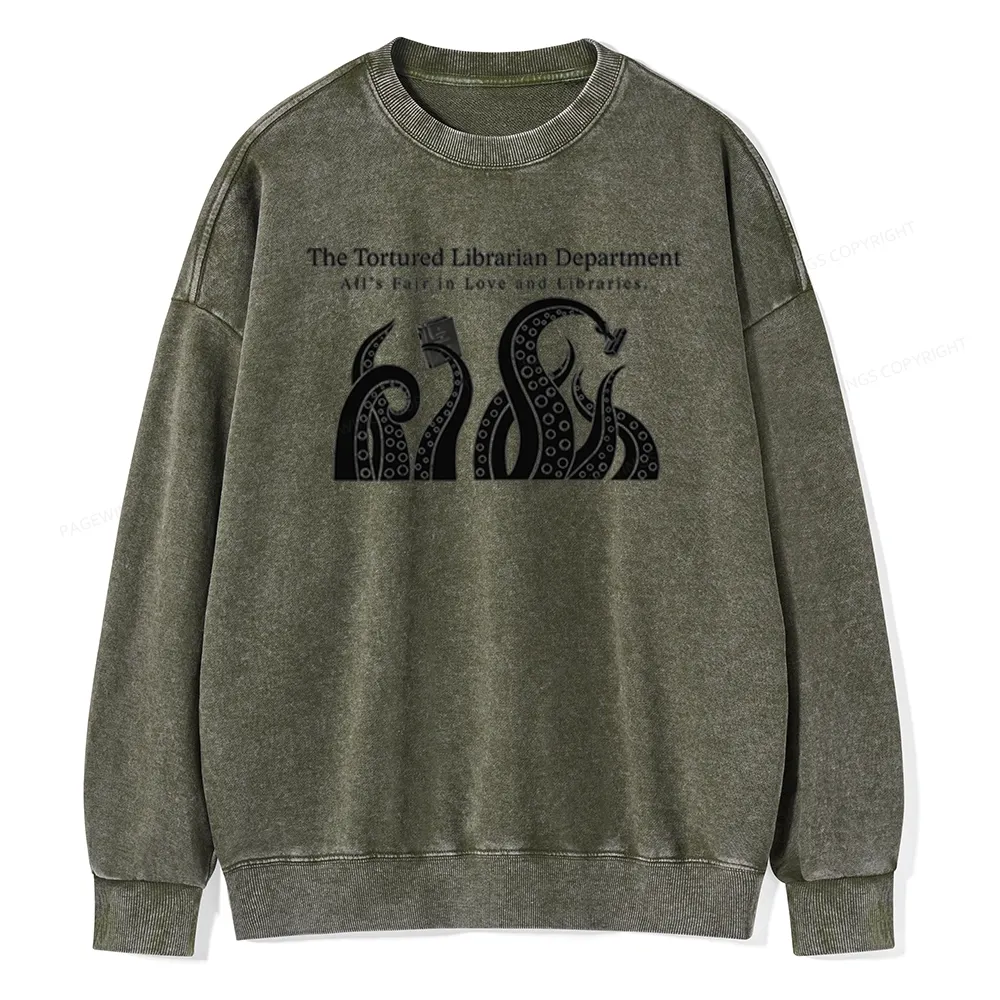 Pagewings The Tortured Librarian Department Unisex Washed Sweatshirt