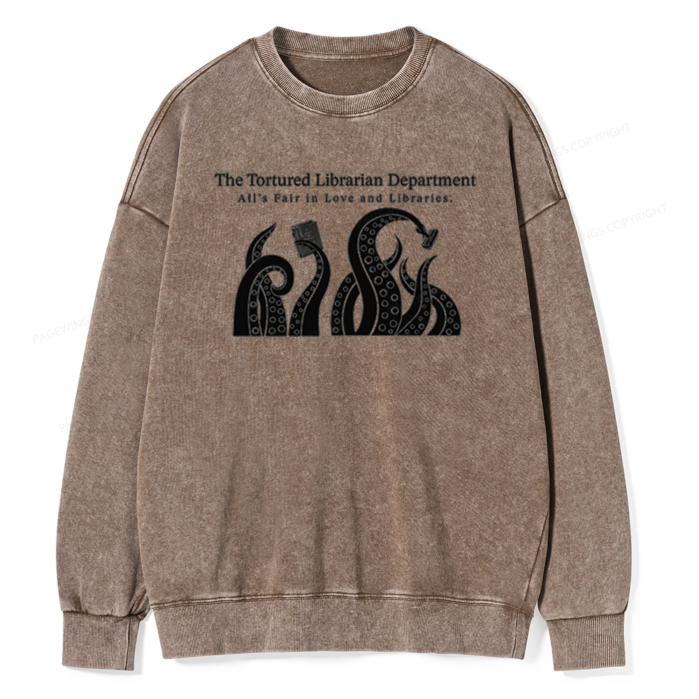 Pagewings The Tortured Librarian Department Unisex Washed Sweatshirt