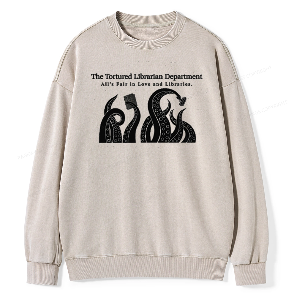 Pagewings The Tortured Librarian Department Unisex Washed Sweatshirt