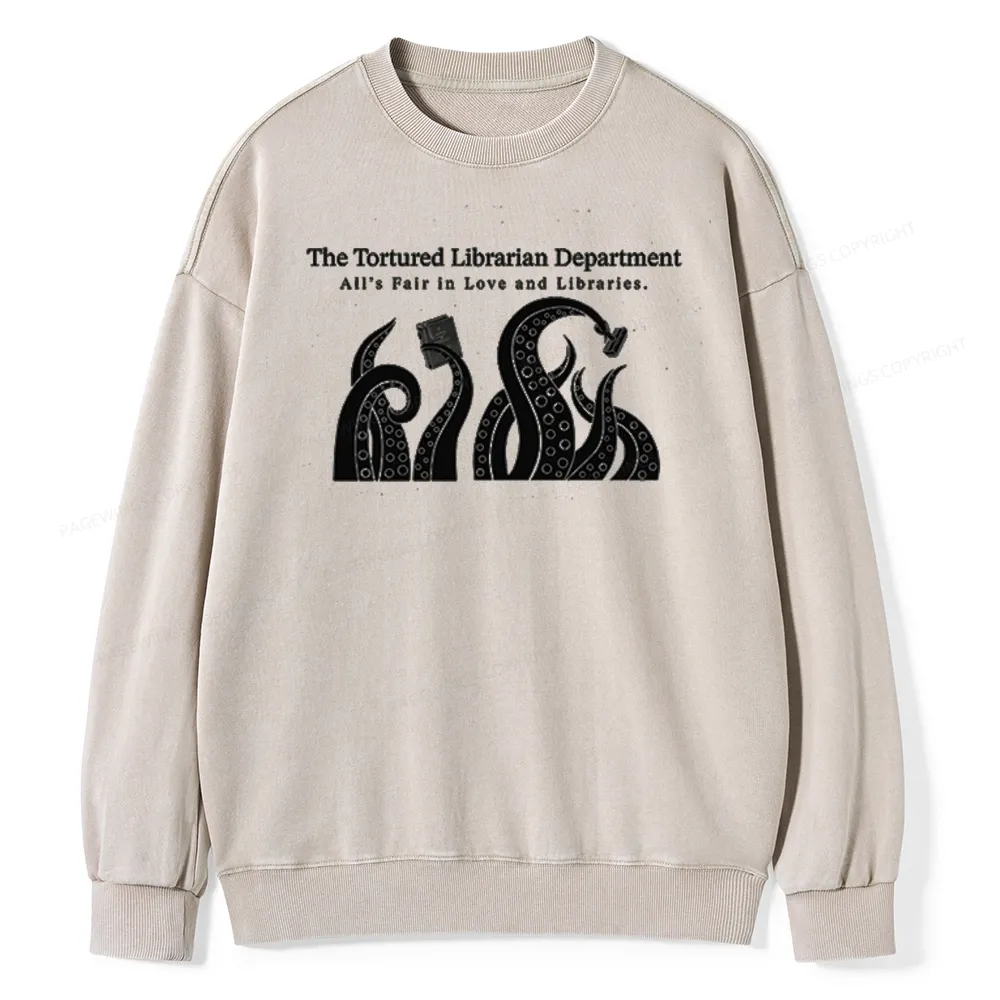 Pagewings The Tortured Librarian Department Unisex Washed Sweatshirt