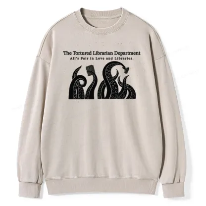 Pagewings The Tortured Librarian Department Unisex Washed Sweatshirt
