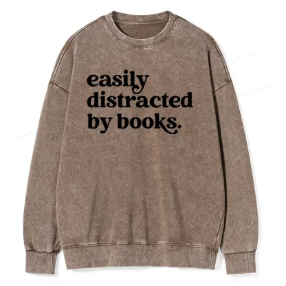 Pagewings Easily Distracted By Books Unisex Washed Sweatshirt