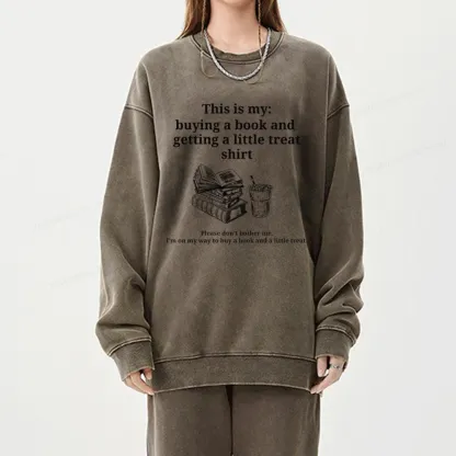 Pagewings Buying A Book And Getting A Little Treat Unisex Washed Sweatshirt