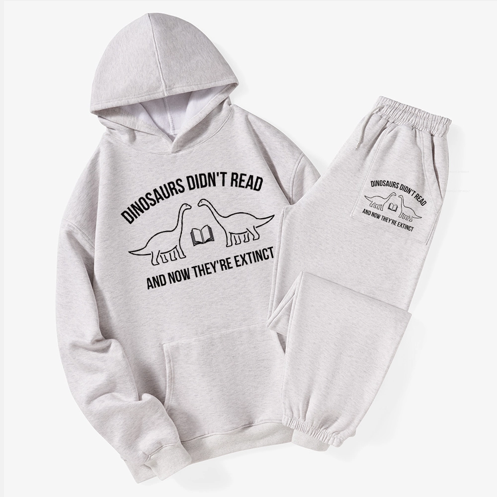 Pagewings Dinosaurs Didn't Read Unisex Fleece Hoodie Set