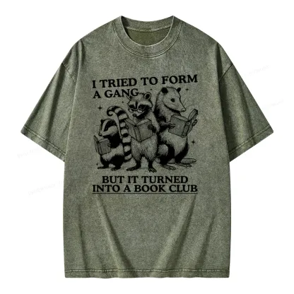 Pagewings A Gang Turn Into A Book Club Unisex Washed T-shirt