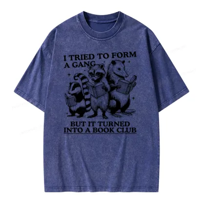 Pagewings A Gang Turn Into A Book Club Unisex Washed T-shirt