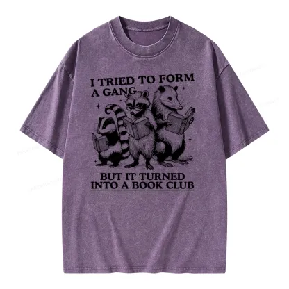 Pagewings A Gang Turn Into A Book Club Unisex Washed T-shirt