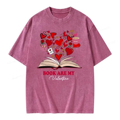 Pagewings Books Are My Valentine Unisex Washed T-shirt