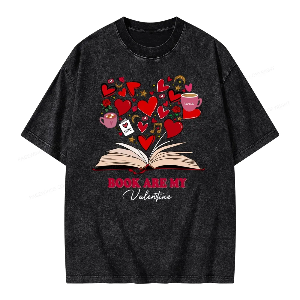Pagewings Books Are My Valentine Unisex Washed T-shirt