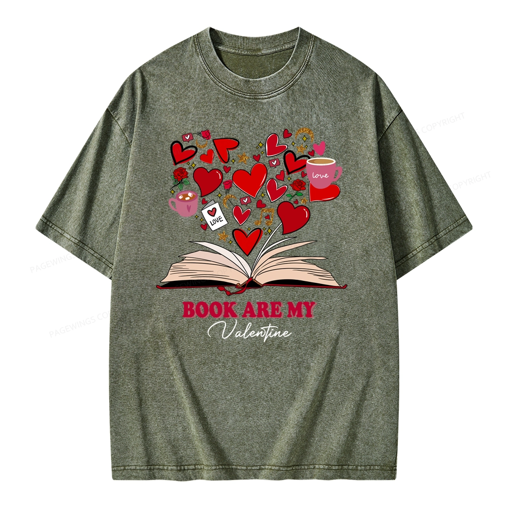 Pagewings Books Are My Valentine Unisex Washed T-shirt
