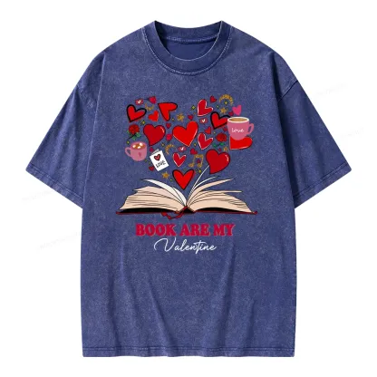 Pagewings Books Are My Valentine Unisex Washed T-shirt