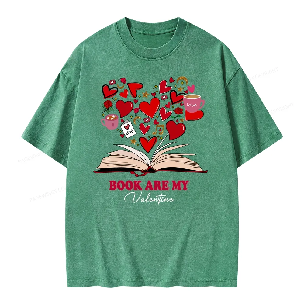 Pagewings Books Are My Valentine Unisex Washed T-shirt