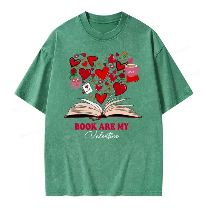 Pagewings Books Are My Valentine Unisex Washed T-shirt