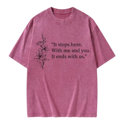Pagewings It Ends With Us Unisex Washed T-shirt
