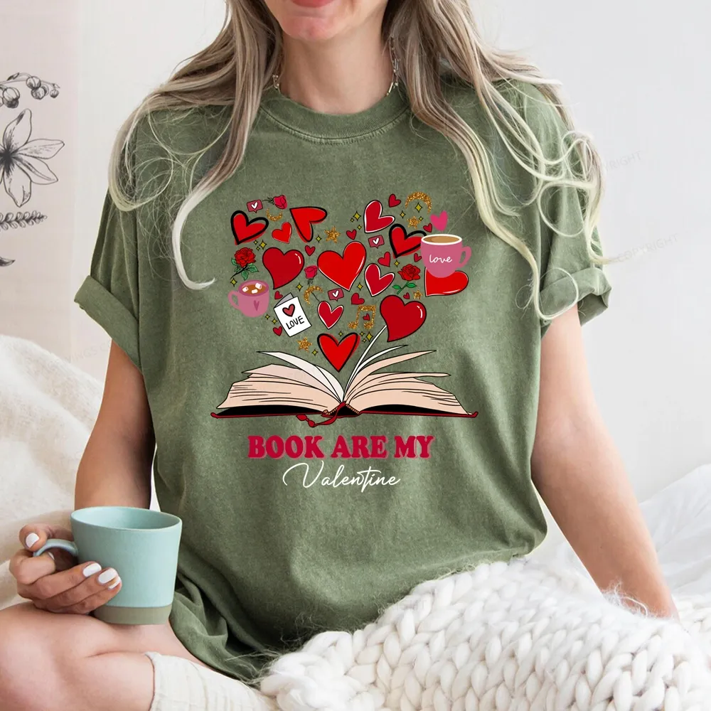 Pagewings Books Are My Valentine Unisex Washed T-shirt