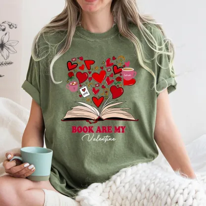 Pagewings Books Are My Valentine Unisex Washed T-shirt