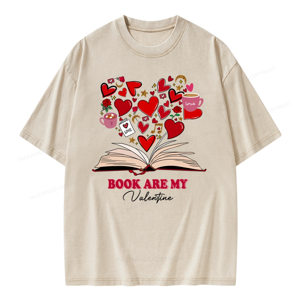 Pagewings Books Are My Valentine Unisex Washed T-shirt
