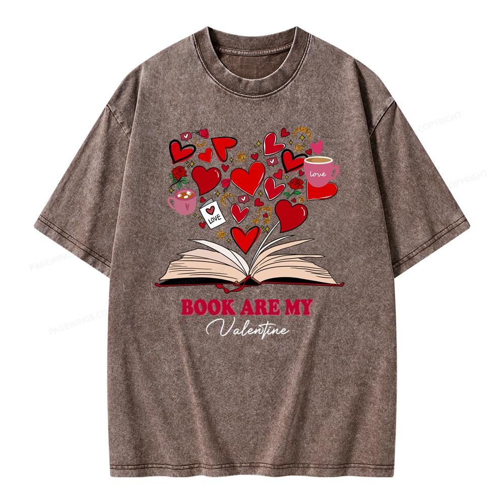 Pagewings Books Are My Valentine Unisex Washed T-shirt