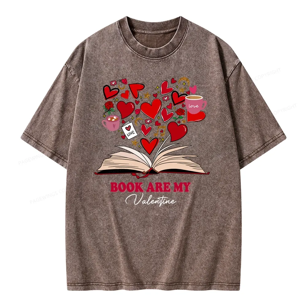 Pagewings Books Are My Valentine Unisex Washed T-shirt