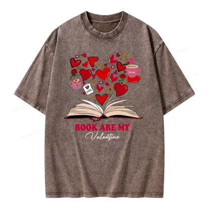 Pagewings Books Are My Valentine Unisex Washed T-shirt