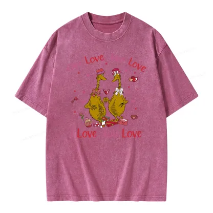 Pagewings One Love Two Love I Love You Love Unisex Washed T-shirt