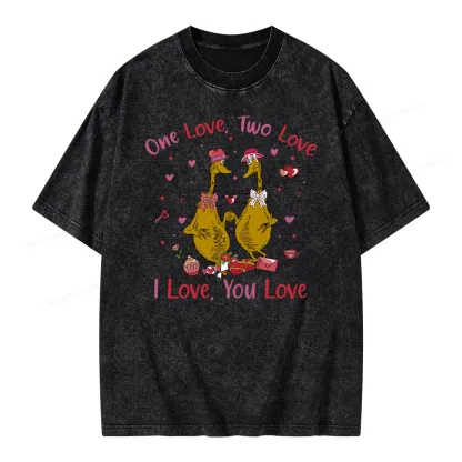 Pagewings One Love Two Love I Love You Love Unisex Washed T-shirt