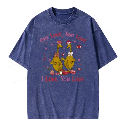 Pagewings One Love Two Love I Love You Love Unisex Washed T-shirt