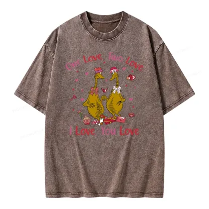 Pagewings One Love Two Love I Love You Love Unisex Washed T-shirt