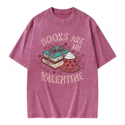Pagewings Books Are My Valentine Unisex Washed T-shirt