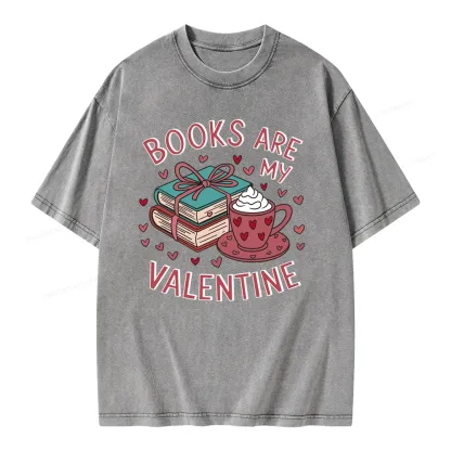 Pagewings Books Are My Valentine Unisex Washed T-shirt