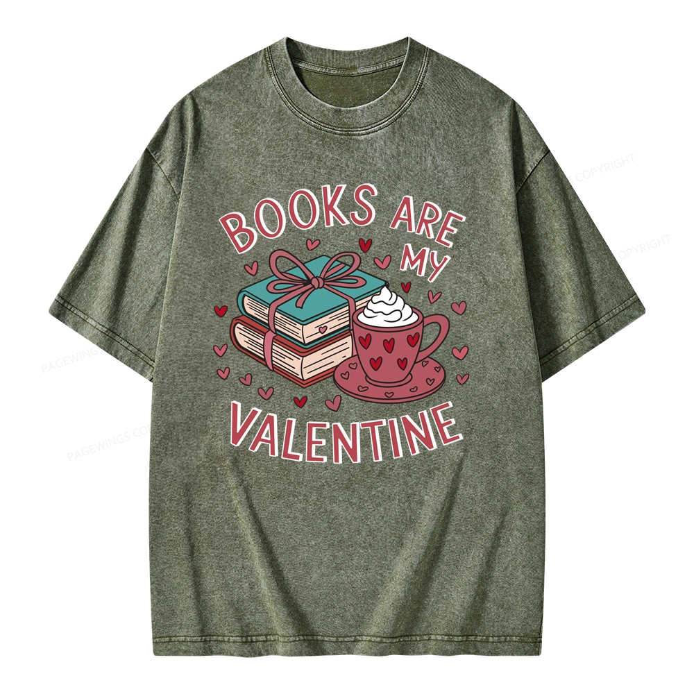 Pagewings Books Are My Valentine Unisex Washed T-shirt