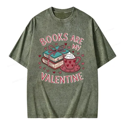 Pagewings Books Are My Valentine Unisex Washed T-shirt