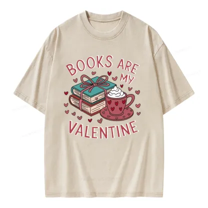 Pagewings Books Are My Valentine Unisex Washed T-shirt