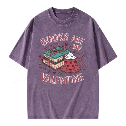 Pagewings Books Are My Valentine Unisex Washed T-shirt