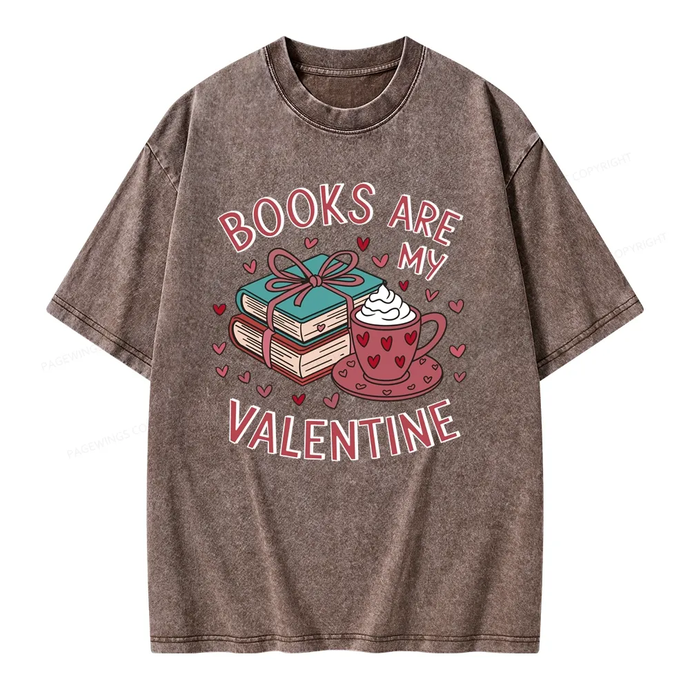 Pagewings Books Are My Valentine Unisex Washed T-shirt