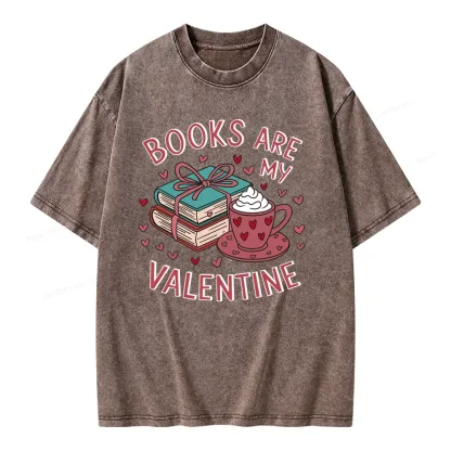 Pagewings Books Are My Valentine Unisex Washed T-shirt